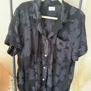 Short Sleeve Sheer Hawaiian Button-Up